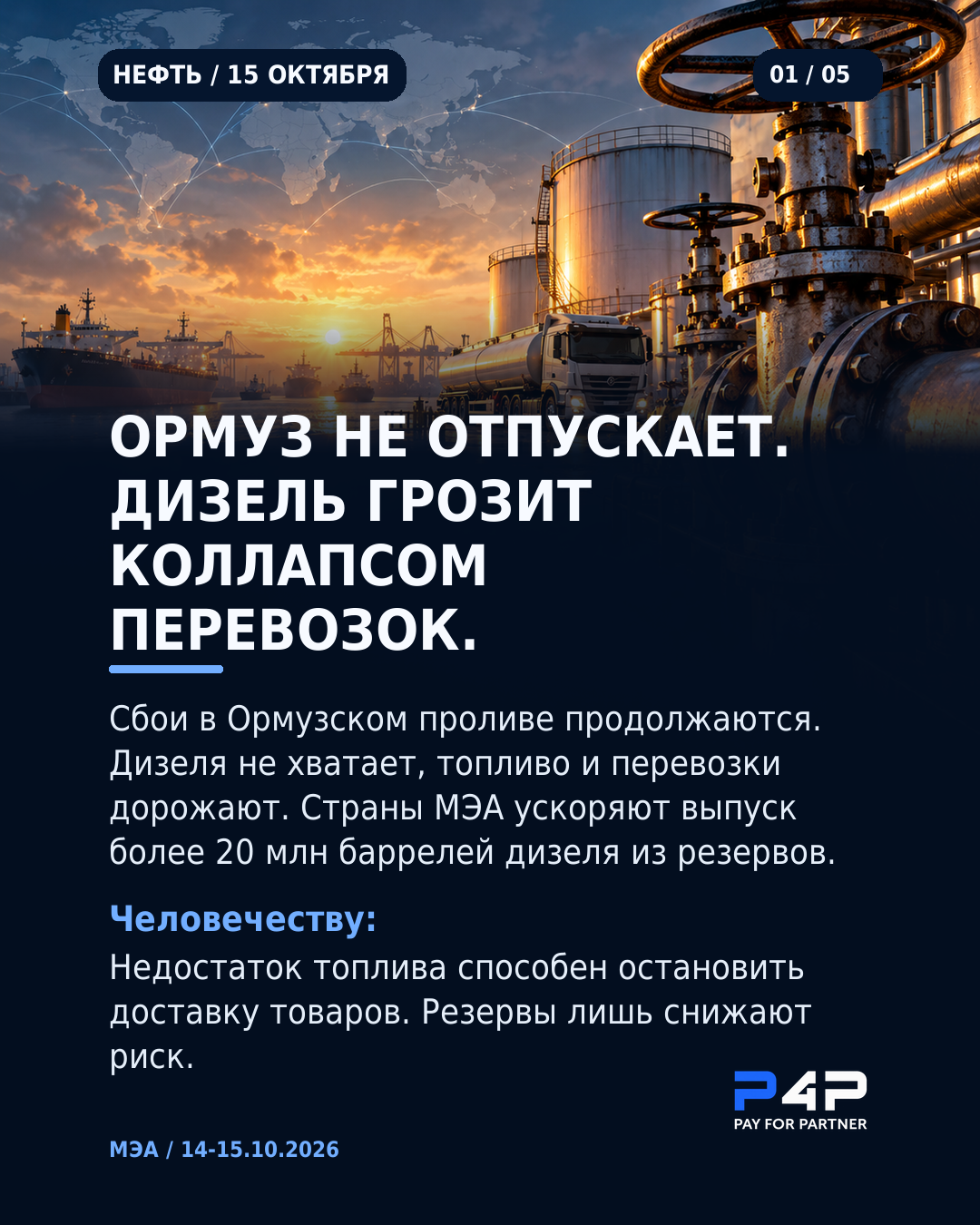 Ормуз: сбои продолжаются. Дефицит дизеля грозит проблемами перевозок.